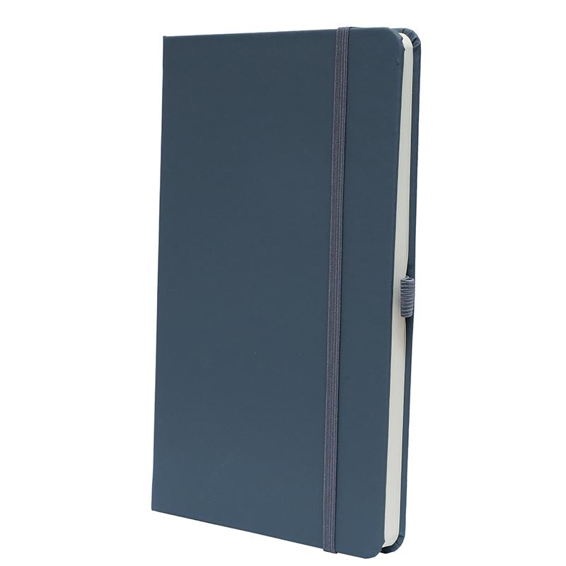 Gray- Pu Leather Note Book With Elastic Band & Pen Holder